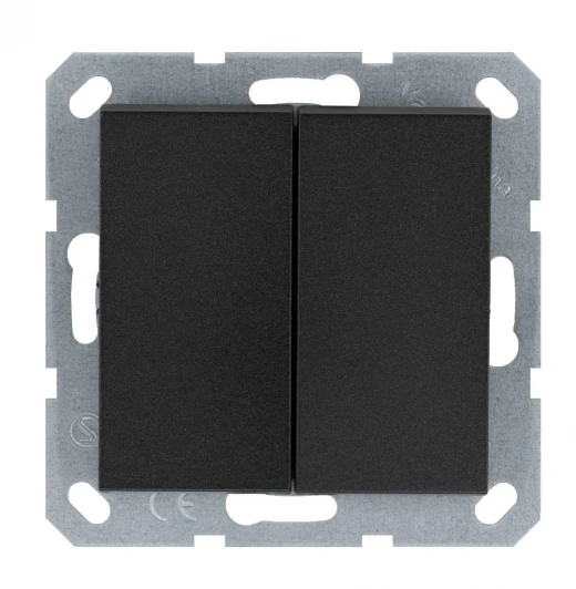 G3022B Выключатель двухклавишный проходной (антрацит) Jasmart G-Classic G3022B