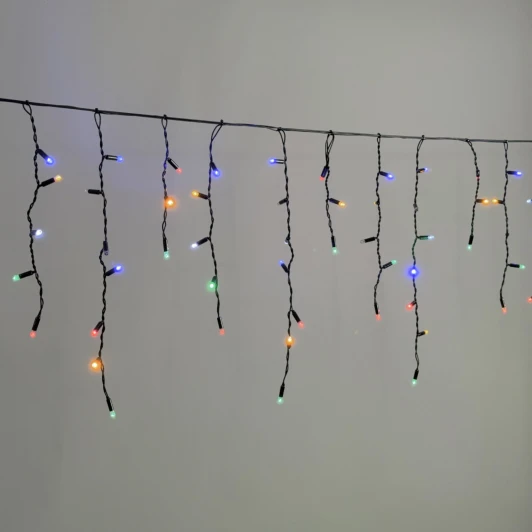 PIL120BLWCAP-11-2M Гирлянда Бахрома с колпачком 3,1 x 0,5 м разноцветная с мерцанием белого диода 220В, 120 LED, Laitcom PIL120BLWCAP-11-2M