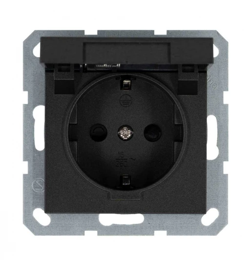 G5505B Розетка с защитной крышкой и шторками (антрацит) Jasmart G-Classic G5505B