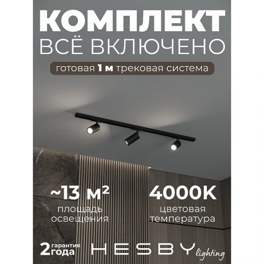 HSBL_kompl_S003_NI1B4K Трековая система в сборе накладная однофазная 220V Hesby Lighting Skylite №3 HSBL_kompl_S003_NI1B4K