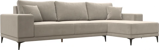 122402 Диван угловой Льюес правый (Бежевый/Микровельвет) Лига Диванов арт.122402