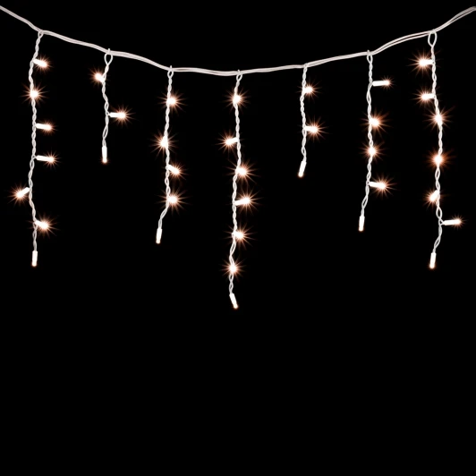 LL120-8-2EWW Гирлянда Бахрома 3,1 x 0,5 м Экстра Тепло-Белая 220В, 120 LED, Провод Белый Каучук, IP65
