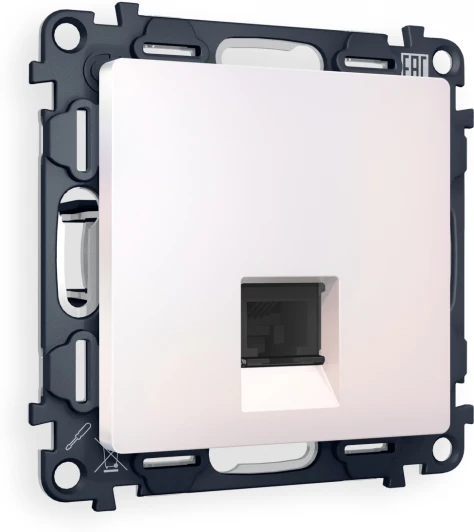 MA212010 Комплект механизма Ambrella Volt компьютерной розетки ALFA MA212010 Жемчуг RJ-45(8P8C) CAT6 с защитной шторкой QUANT