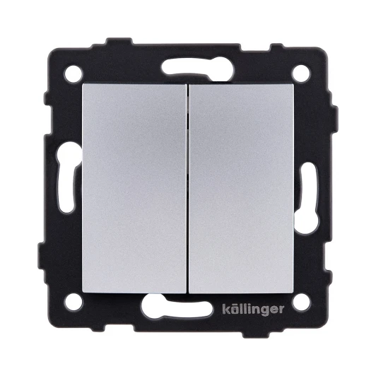 REA-R-009GY Выключатель 2-клавишный проходной 10А/250В изогнутый, серый Kollinger REA-R-009GY для Aspekt, Eleganz, Reflex