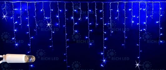 RL-i3*0.9F-CW/B Гирлянда светодиодная Бахрома синяя с мерцанием 220B, 144 LED, провод белый, IP65 RL-i3*0.9F-CW/B Rich LED