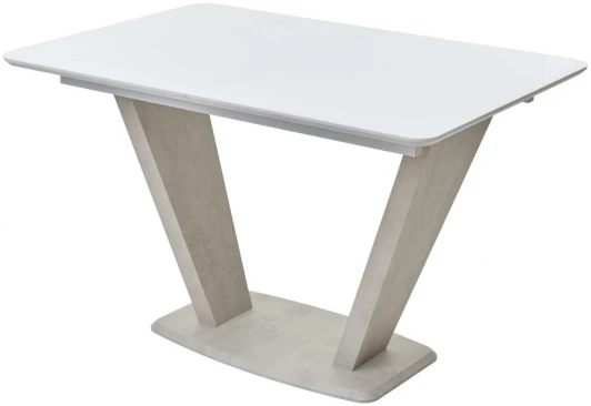 480M04457 Стол Прага 120 БЕЛЫЙ, стекло/ КАМЕНЬ СВЕТЛЫЙ