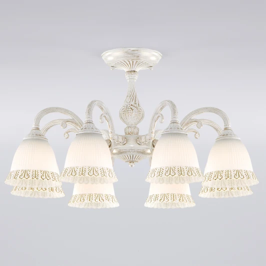 60107/8 белый с золотом Потолочная люстра на штанге Eurosvet Campina 60107/8 белый с золотом (220V)