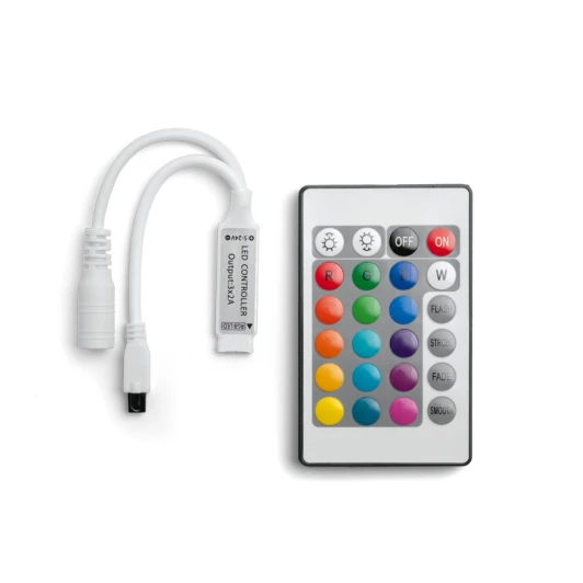 WLC-CP/04 Контроллер Wolta WLC-CP/04 с пультом мини для светодиодной ленты RGB разъем питания DC Jack "МАМА" 3-pin 5-24В