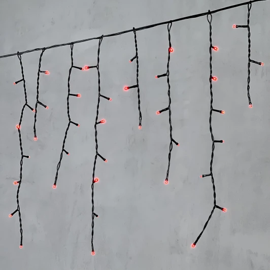 PIL240-11-2R Гирлянда Бахрома 4,9 x 0,5 м красная 220В, 240 LED, провод черный ПВХ, IP54 Laitcom PIL240-11-2R