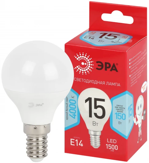 LED P45-15W-840-E14 R Лампочка светодиодная E14 15Вт ЭРА LED P45-15W-840-E14 R LED P45-15W-840-E14 R