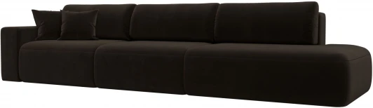 121349L Диван прямой Лига-036 НПБ Модерн Лонг подлокотник слева (Коричневый/Микровельвет) Лига Диванов арт.121349L