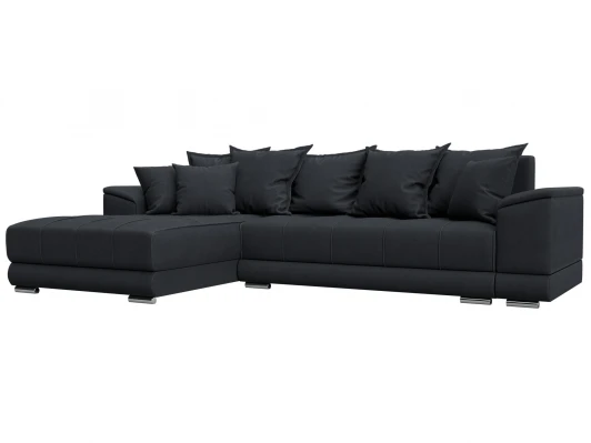 128209L Диван угловой НордСтар левый угол (ДСП,Брус/Пластик/Замша/Темно-серый) Лига Диванов 128209L