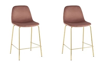 УТ000038457 Стул полубарный Валенсия SN, велюр розовый, золотые ножки 2 шт Stool Group арт.УТ000038457