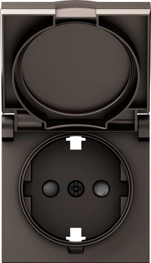 DE45453 Накладка для розетки Schuko с заземлением, с крышкой, 16A 250 В~, мокко IP44 Donel A07 DE45453