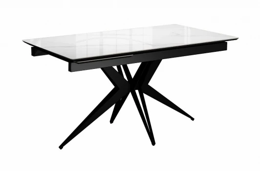 00-00085035 Стол DikLine DKS140 керамика Carrara Gloss (мрамор глянец белый), подстолье черное, опоры черные (2уп.) 00-00085035