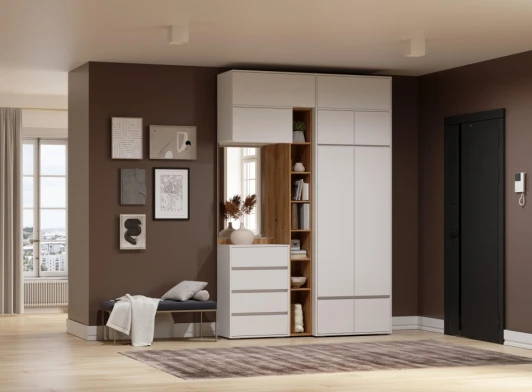 596597 Модульная прихожая Роут комплектация 5 (Роут кашемир комплектация 5) Woodville арт.596597