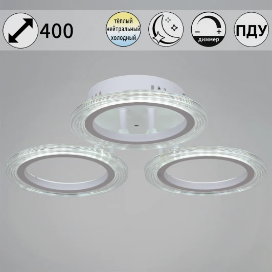 09812-3.3-03A WH Потолочная люстра светодиодная на штанге с пультом Reluce 09812-3.3-03A WH (ночной режим, 220V, кольцо)