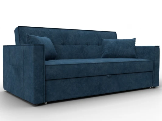 134882 Диван прямой Лига-104 (160) (ЛДСП,Брус,Фанера,Велюр/Синий) Лига Диванов 134882