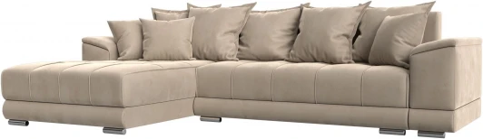 121105L Диван угловой НордСтар левый угол (Бежевый/Велюр) Лига Диванов арт.121105L