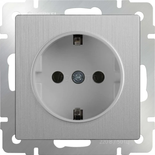 WL09-SKG-01-IP20 Розетка встраиваемая с заземлением Werkel, серебряный рифленый