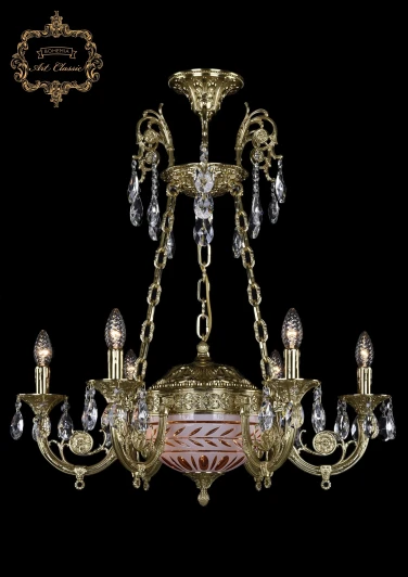 31.44.6.KR175SP.250IT.G.Sp.Amber.White.1D Подвесная люстра с хрустальными подвесками Art Classic 31.44 31.44.6.KR175SP.250IT.G.Sp.Amber.White.1D