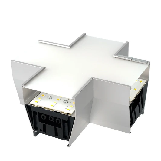 51874 Светильник коннектор 6W 660Lm 3000К-4000К-6400K X-образный с ручным переключением режимов серебро возмож. соедин. в линию Feron AL4036X 51874