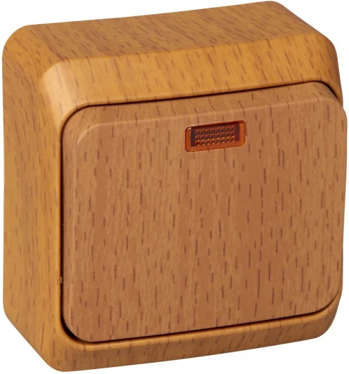 BA10-005T Выключатель накладной одноклавишный с подсветкой (бук) Systeme Electric BA10-005T