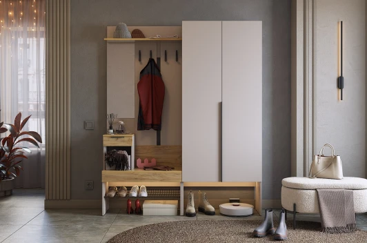 ПК01Баско.3369 Прихожая "Баско К1" Mebelson (ЛДСП/Дуб золотой) арт.ПК01Баско.3369