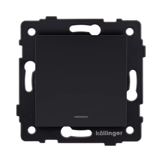 REA-S-013BM Выключатель кнопочный 1-клавишный 10А/250В с LED подсветкой, черный матовый Kollinger REA-S-013BM для Aspekt, Eleganz, Reflex