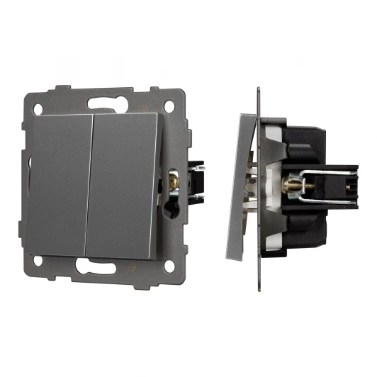 049889 Механизм выключателя двухклавишный непроходной SWT-MK02-PL-GR-V (250V, 10A) (Arlight) 049889