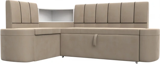 126141L Диван кухонный угловой Тефида левый угол (Бежевый,Коричневый/Велюр) Лига Диванов арт.126141L
