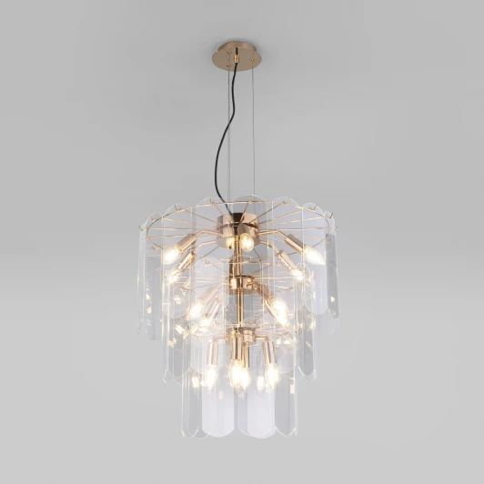60171 золото Подвесная люстра Wi-Fi Eurosvet Claire 60171 золото (220V, управление смартфоном, голосовое управление, умный дом - Minimir Home, Алиса, Маруся, Салют, на тросе)