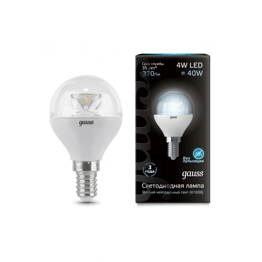 105201204 Лампочка светодиодная груша E14 4W 4100K 370lm 105201204