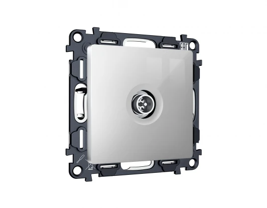 MA413005 Комплект механизма ТВ-розетки оконечной экранированной встраиваемый (серебро глянец) Ambrella Volt QUANT MA413005