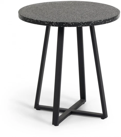 099285 Стол уличный La Forma (ex Julia Grup) Tella (Черный/ Сталь,Металл,Терраццо)