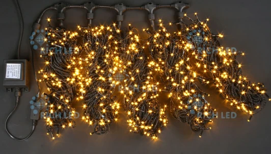 RL-S5*20-B/Y Гирлянда светодиодная желтая постоянного свечения 24B, 1000 LED, провод черный, IP54 RL-S5*20-B/Y Rich LED