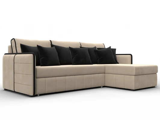 130986 Диван угловой Лига-078 угол универсальный (ДСП/Пластик/Велюр/Бежевый,Коричневый) Лига Диванов 130986