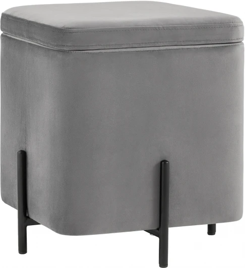 УТ000035893 Пуф Грейс квадрат с ящиком велюр серый УТ000035893