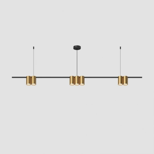 DK4063-BK+SG Подвесной светильник Denkirs Orbit DK4063-BK+SG 7xGU10 LED до 15 Вт, черный + сатинированное золото (220V, на тросе)