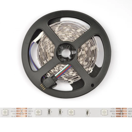 ULS-Q911 5050-30LED/m-8mm-IP20-DC12V-7,2W/m-5M-RGB катушка в герметичной упаковке Светодиодная лента Volpe ULS-Q911 5050-30LED/m-8mm-IP20-DC12V-7,2W/m-5M-RGB катушка в герметичной упаковке