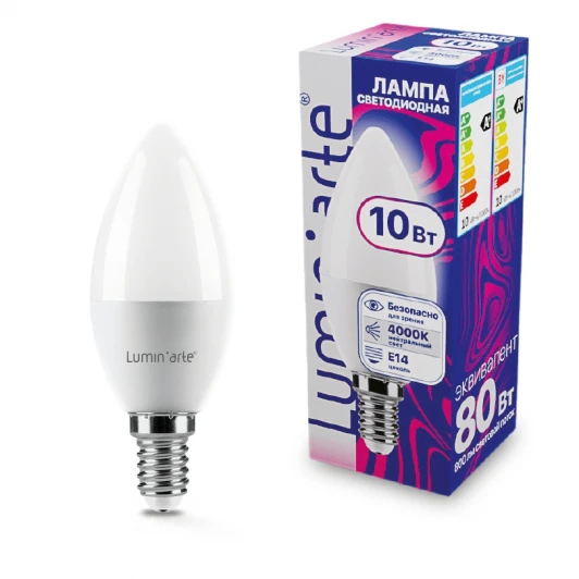 LSTD-C37-10W4KE14 Светодиодная лампа 10Вт 4000K E14 Lumin'arte LSTD-C37-10W4KE14