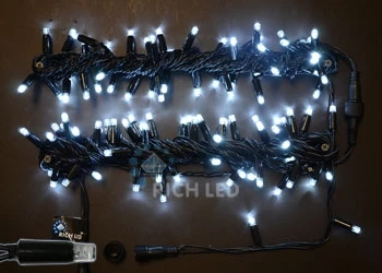 RL-S10C-220V-CB/W Гирлянда светодиодная белая постоянного свечения 220B, 100 LED, провод черный, IP65 RL-S10C-220V-CB/W Rich LED