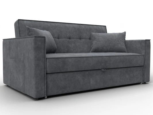 134864 Диван прямой Лига-104 (140) (ЛДСП,Брус,Фанера,Велюр/Темно-серый) Лига Диванов 134864