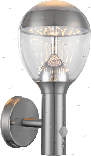 34250S Бра уличное светодиодное с датчиком движения Globo Callisto, 1 плафон, никель, прозрачный