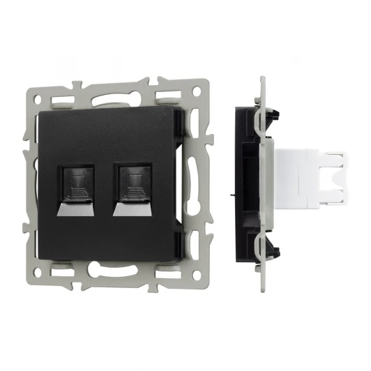 045337 Механизм компьютерной розетки двойной SCT-MPC2-PL-BK (RJ-45, CAT6) (Arlight) 045337