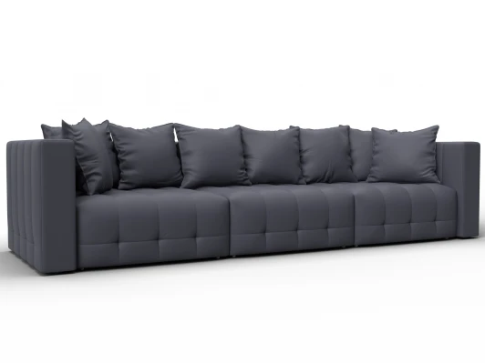 129909 Диван прямой Лига-052 НПБ Лонг (ЛДСП,Брус,Фанера/Пластик/Экокожа/Серый) Лига Диванов 129909