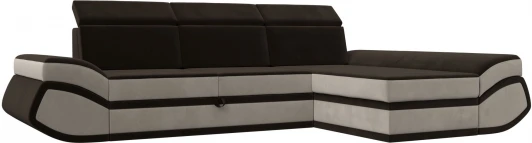 121654 Диван угловой Лига-032 правый угол (Коричневый,Бежевый/Микровельвет) Лига Диванов арт.121654