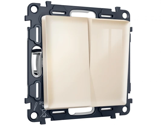 MA303030 Комплект механизма двухклавишного перекрестного выключателя встраиваемый (бежевый глянец) Ambrella Volt QUANT MA303030