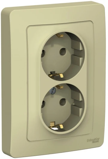 BLNRS001027 Розетка встраиваемая двойная с заземлением (бежевый) Systeme Electric Blanca BLNRS001027