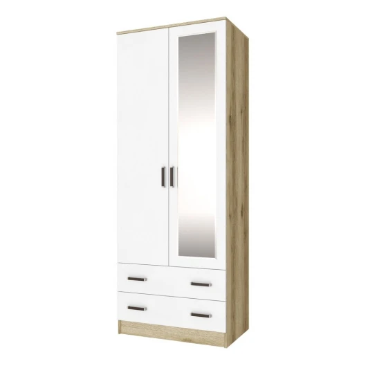 00-00220948 Шкаф с Зеркало ТЭКСм Лагуна 80 см, Дуб Делано, Белый